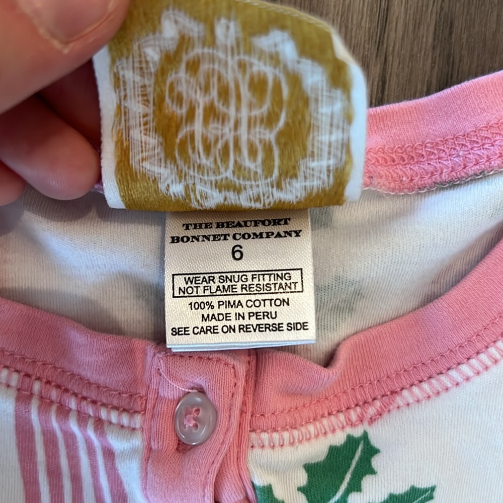 The Beaufort Bonnet Company: Festive Pajama Top Pink Stripe: Size 6 - Picture 4 of 5